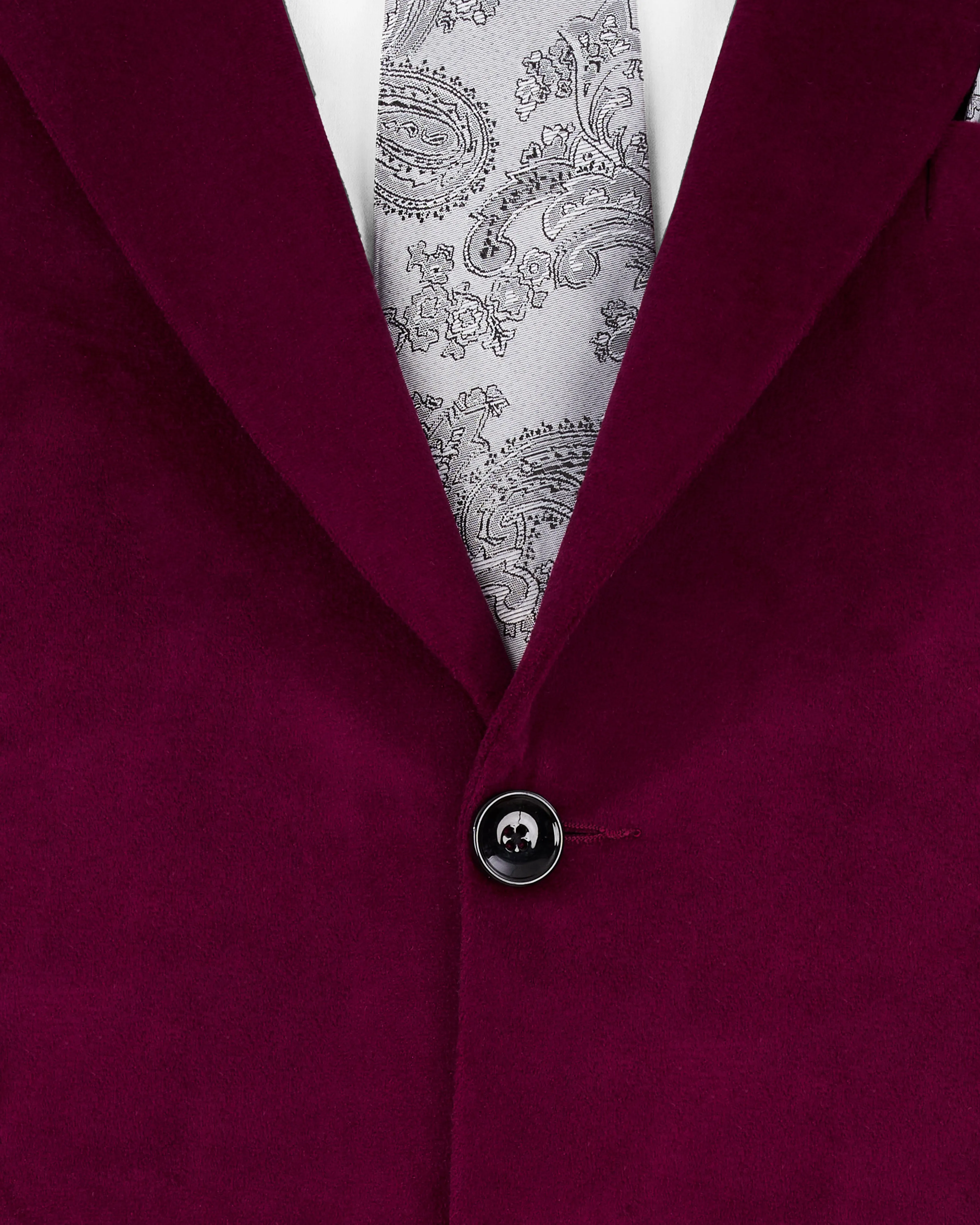 Barossa Maroon Single Breasted Velvet Designer Blazer