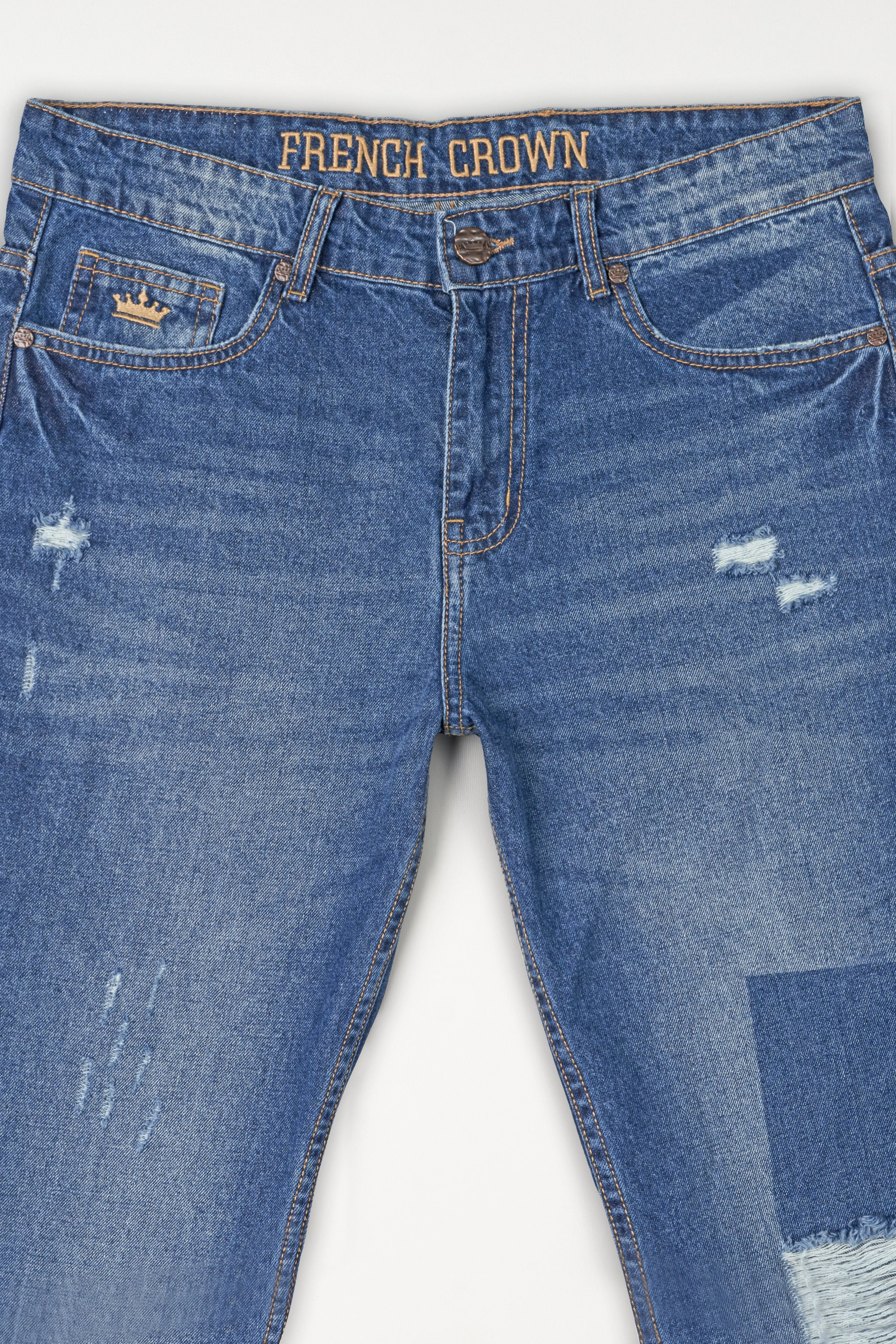 Bayoux Blue Mildly Distressed Whiskering Wash Denim