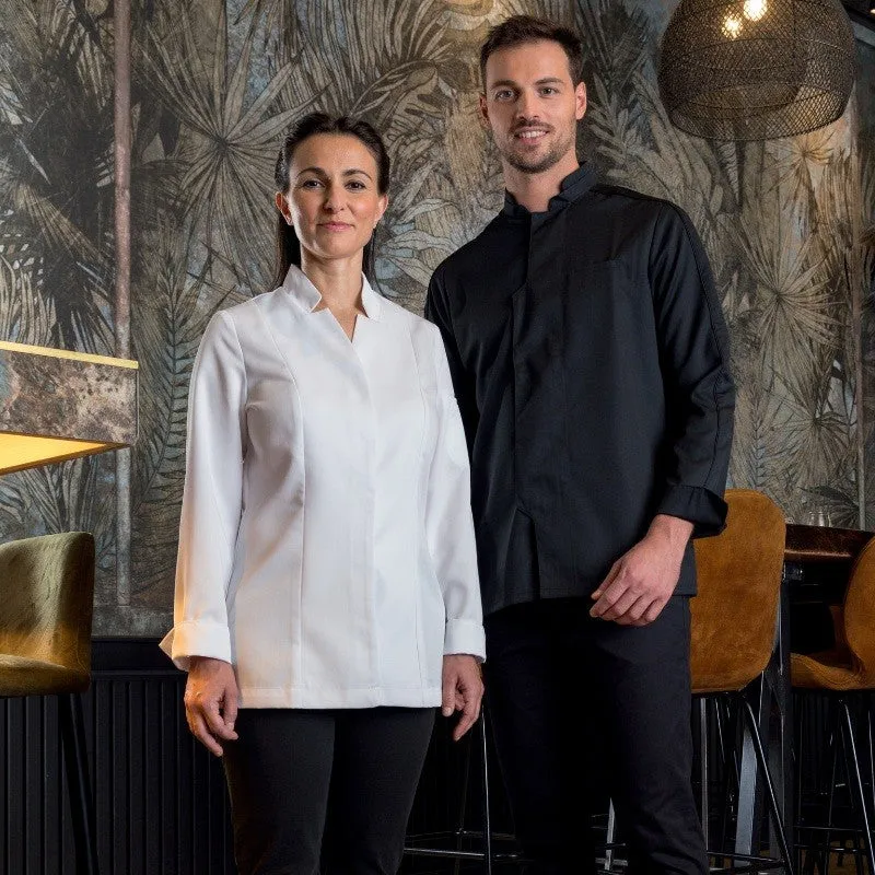 Bergame Black Long Sleeve Chef Coat - ROBUR