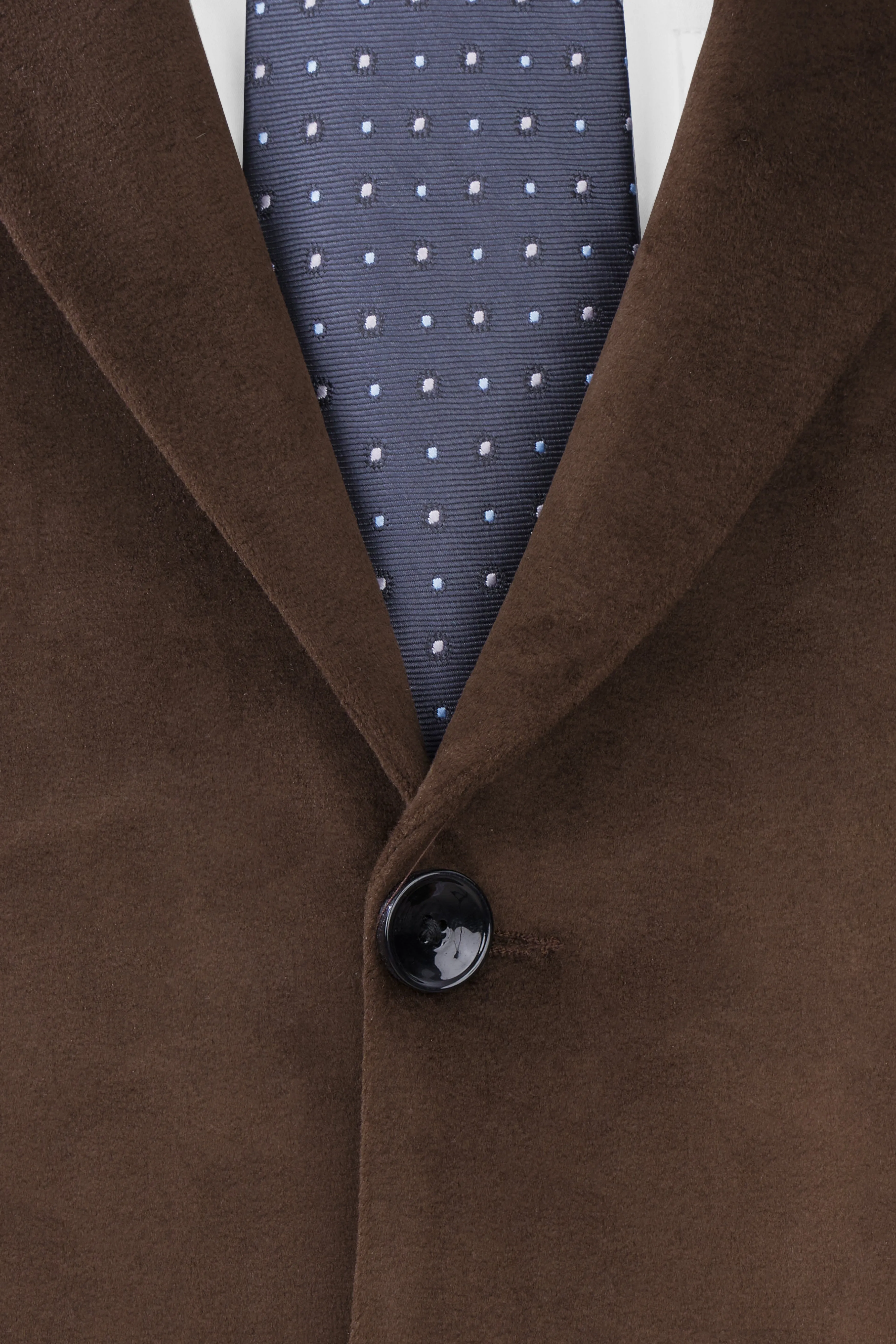 Bistre Brown Single Breasted Velvet Blazer