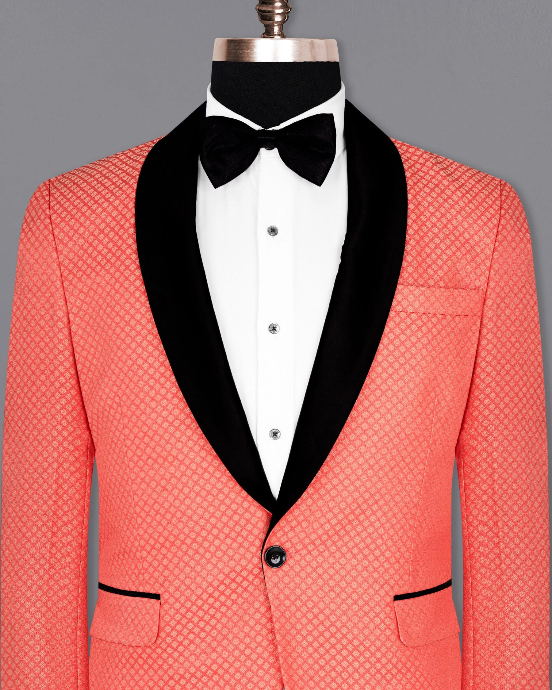 Bittersweet Pink Textured Designer Tuxedo Blazer