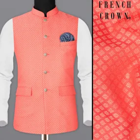 Bittersweet Pink Textured Nehru Jacket