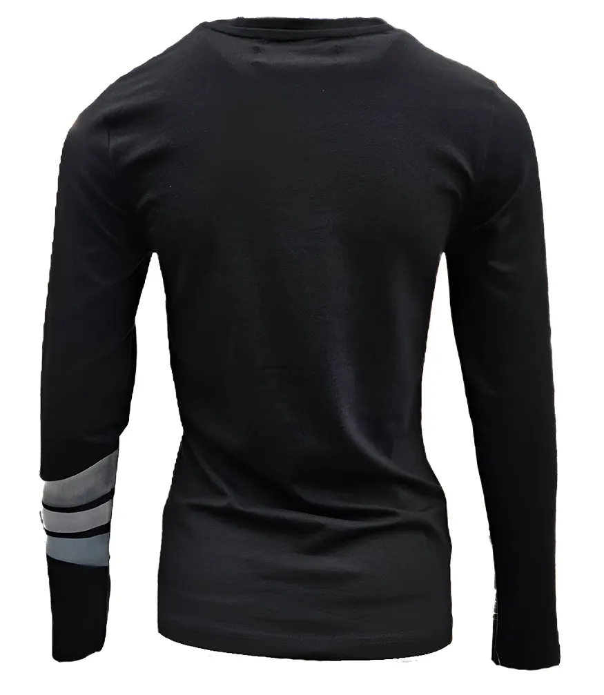 Black 3 Stripe Long Sleeve T-shirt