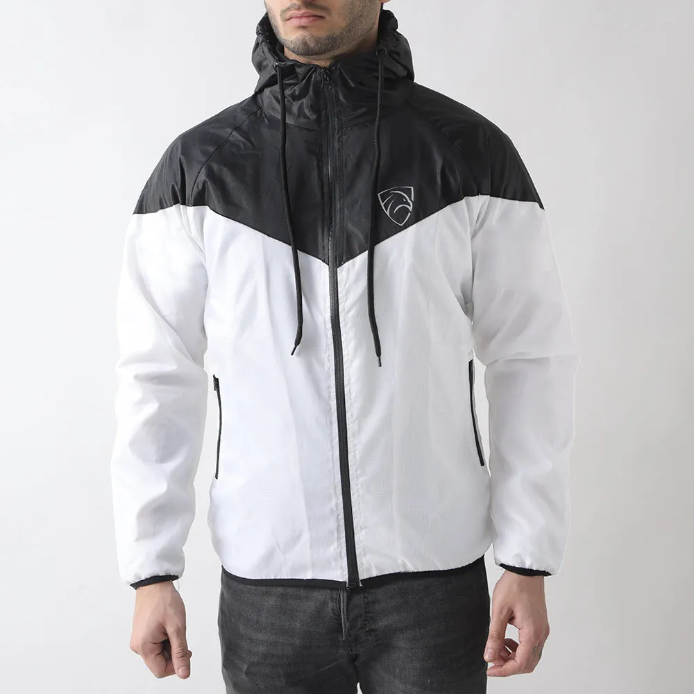 Black And White Wind Crusher Zipper Hood