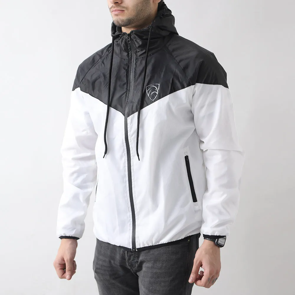 Black And White Wind Crusher Zipper Hood