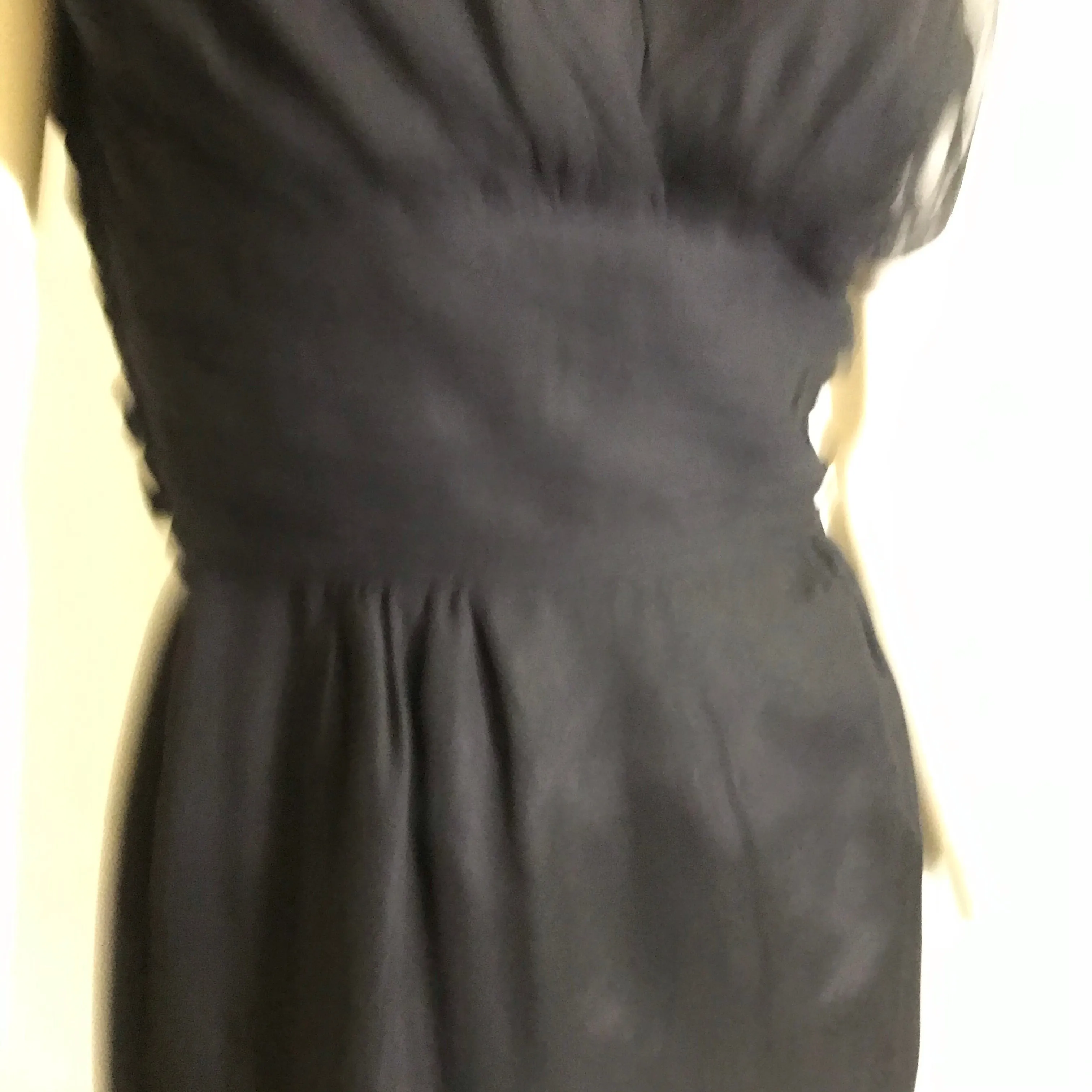 Black Chiffon Draped Neckline Cocktail Dress circa 1960s