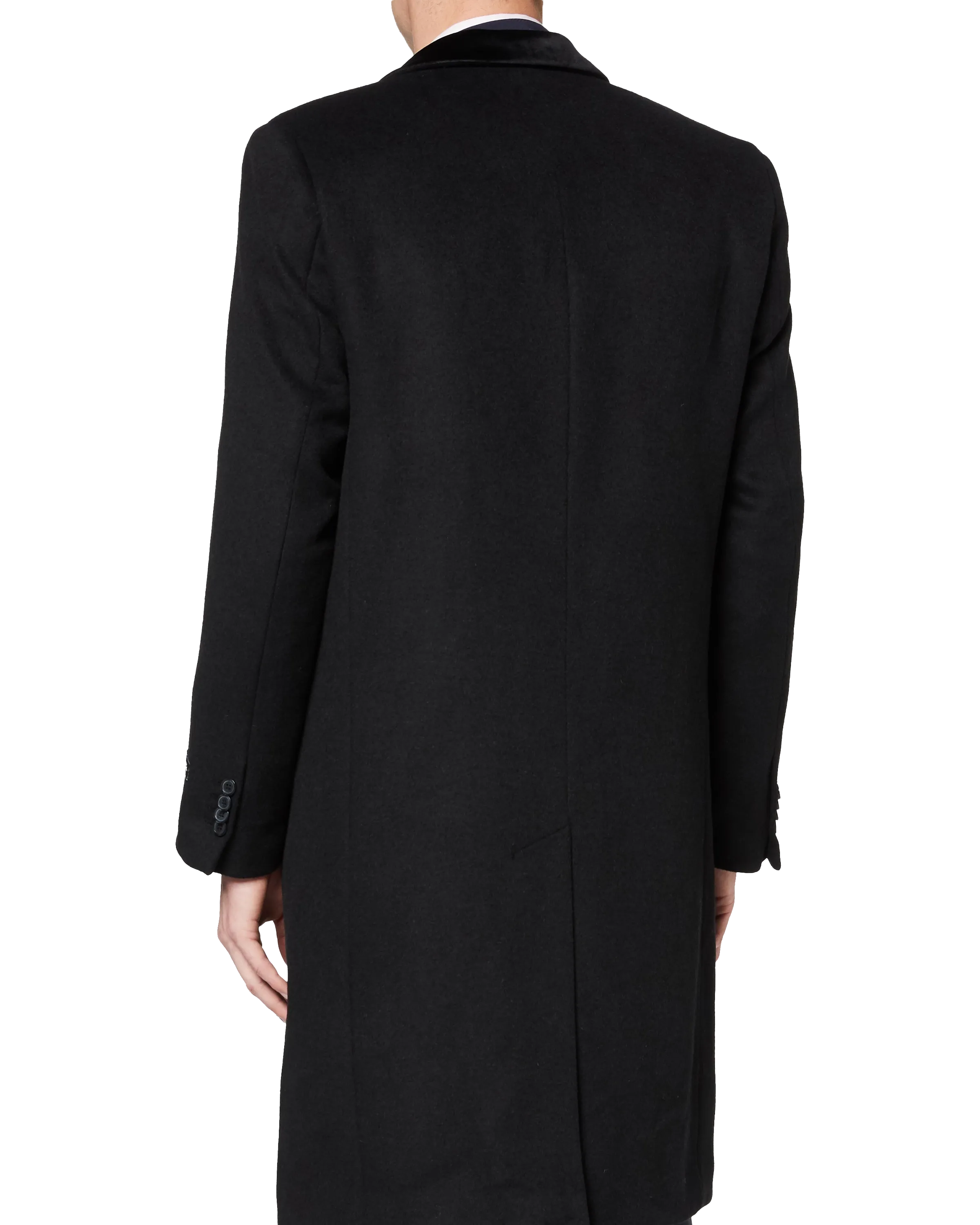 Black Double Breasted Wool Cashmere Overcoat