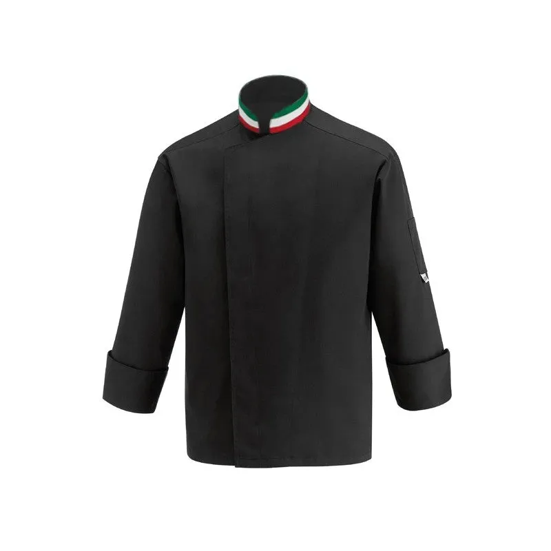 Black Kitchen Coat with Italian Collar - MANELLI