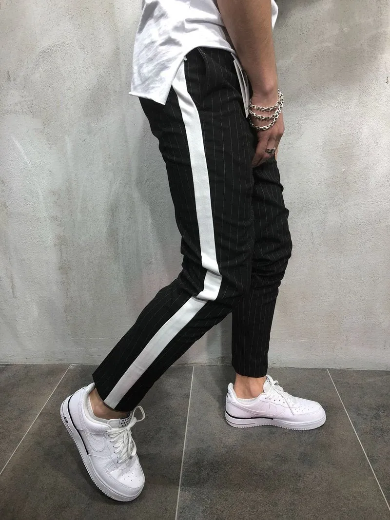 Black Side Striped Casual Jogger Pant A109