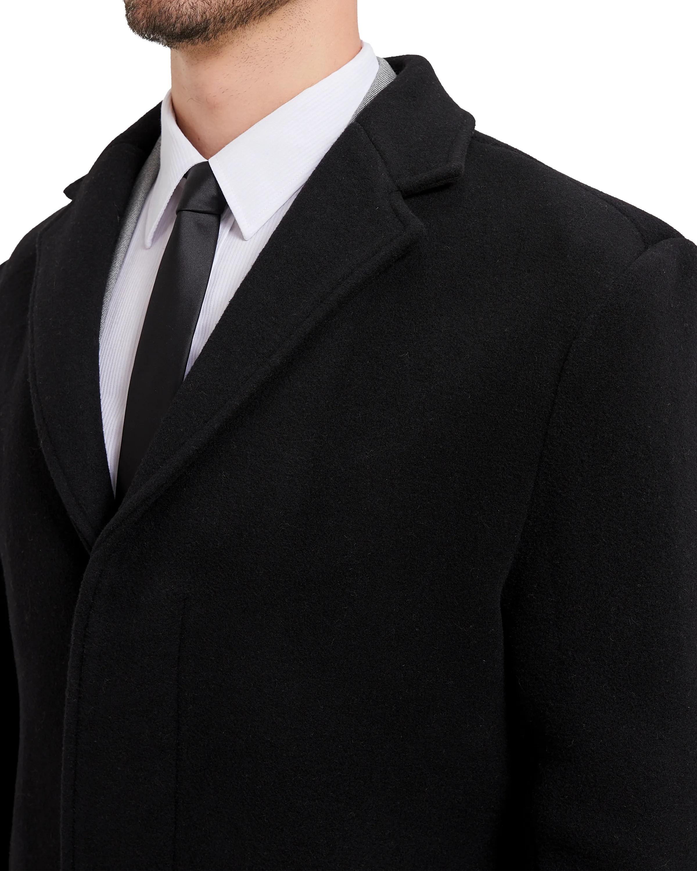 Black Wool Cashmere Bond Overcoat Black Lining