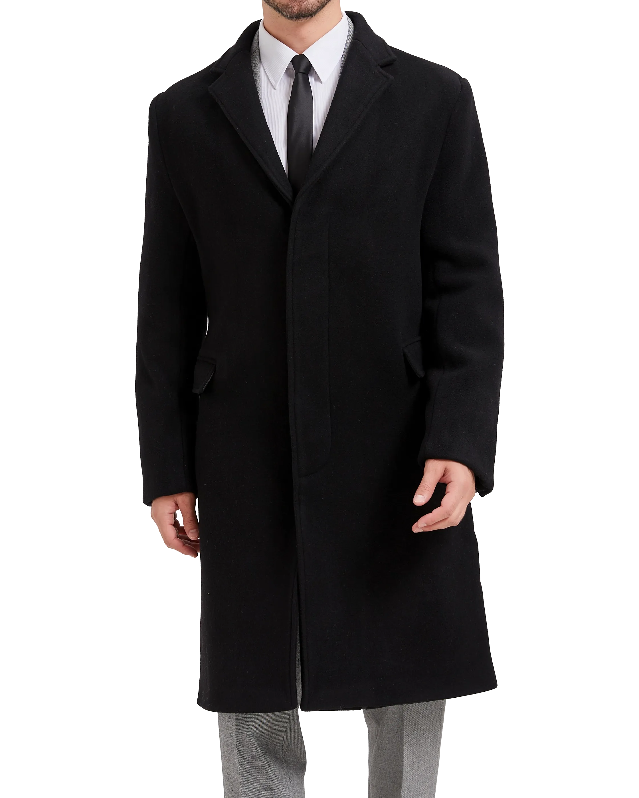 Black Wool Cashmere Bond Overcoat Black Lining