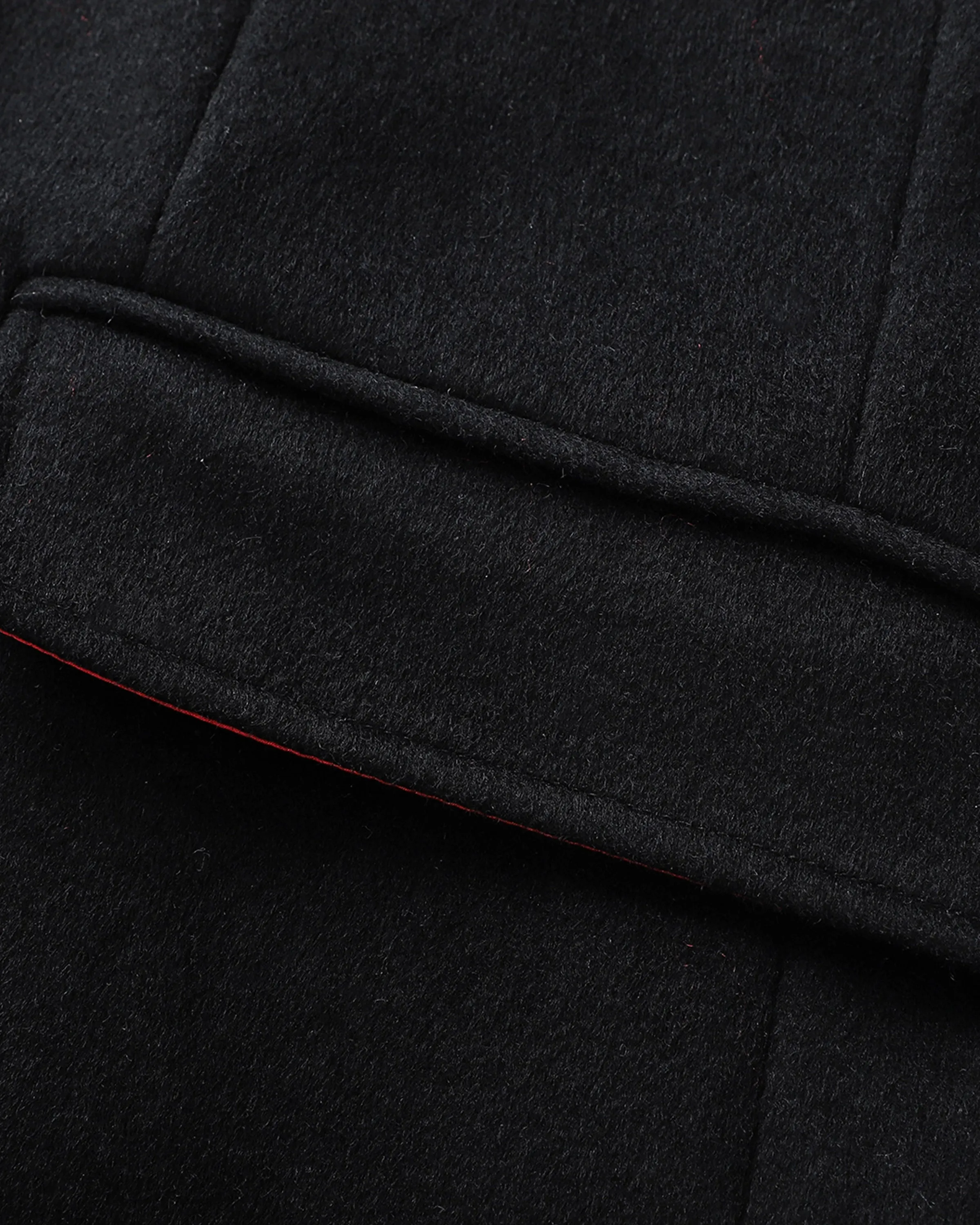 Black Wool Cashmere Covert Overcoat