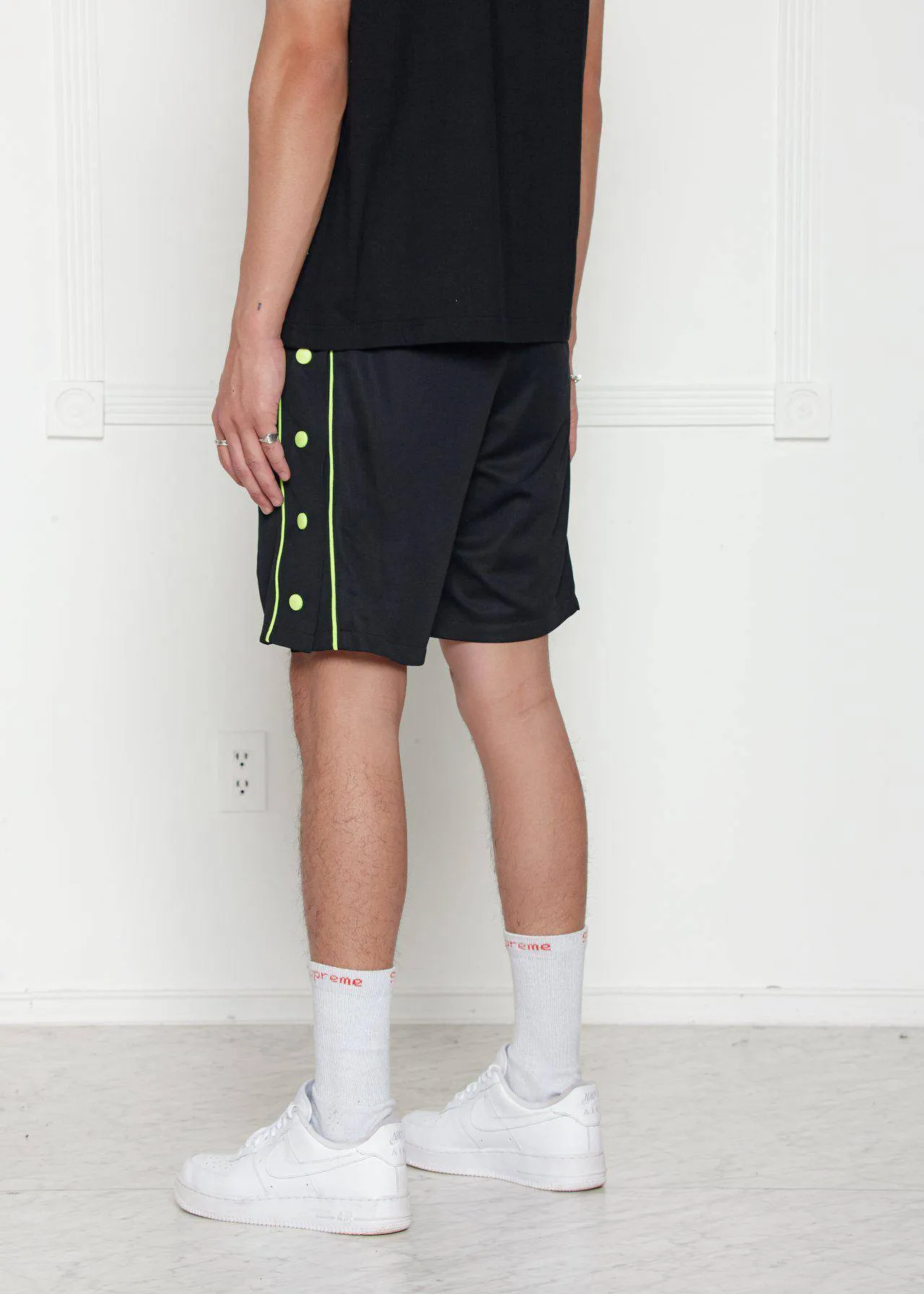 Blank State Men's Snap Button Gym Shorts in Black