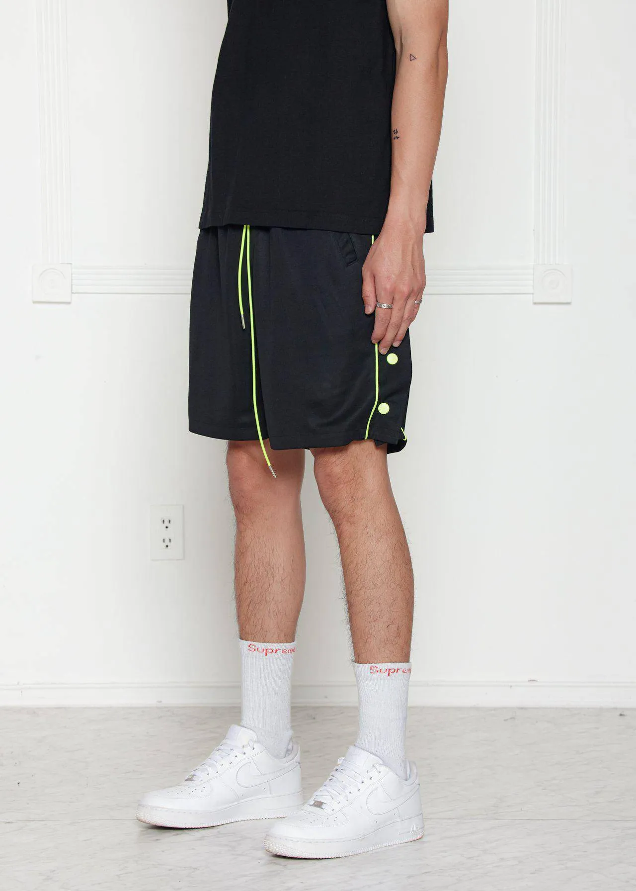 Blank State Men's Snap Button Gym Shorts in Black