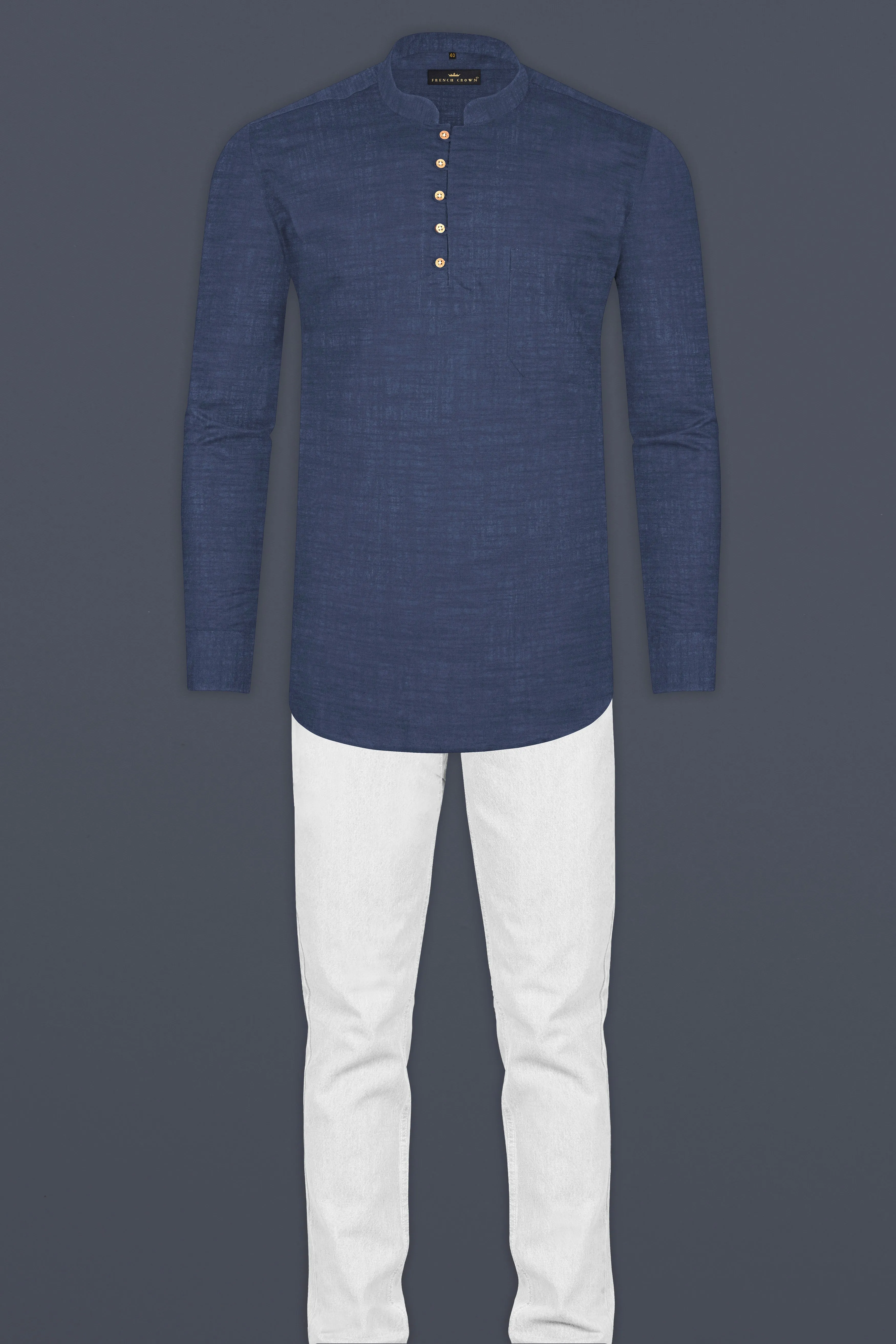 Bleached Cedar Blue Premium Tencel Kurta Shirt