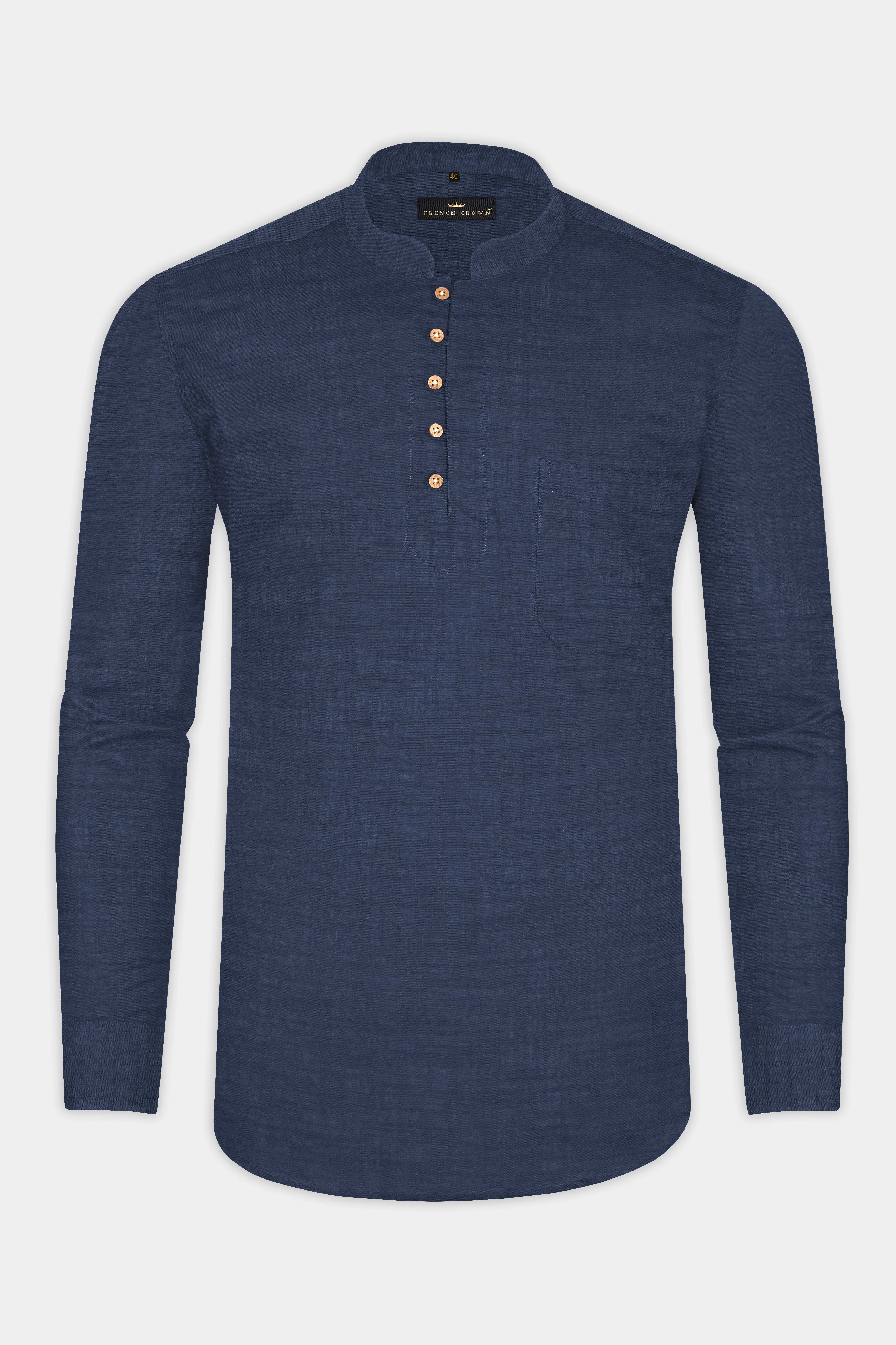 Bleached Cedar Blue Premium Tencel Kurta Shirt