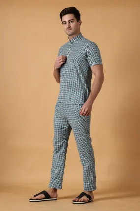 Blue Checked Lounge Wear Set