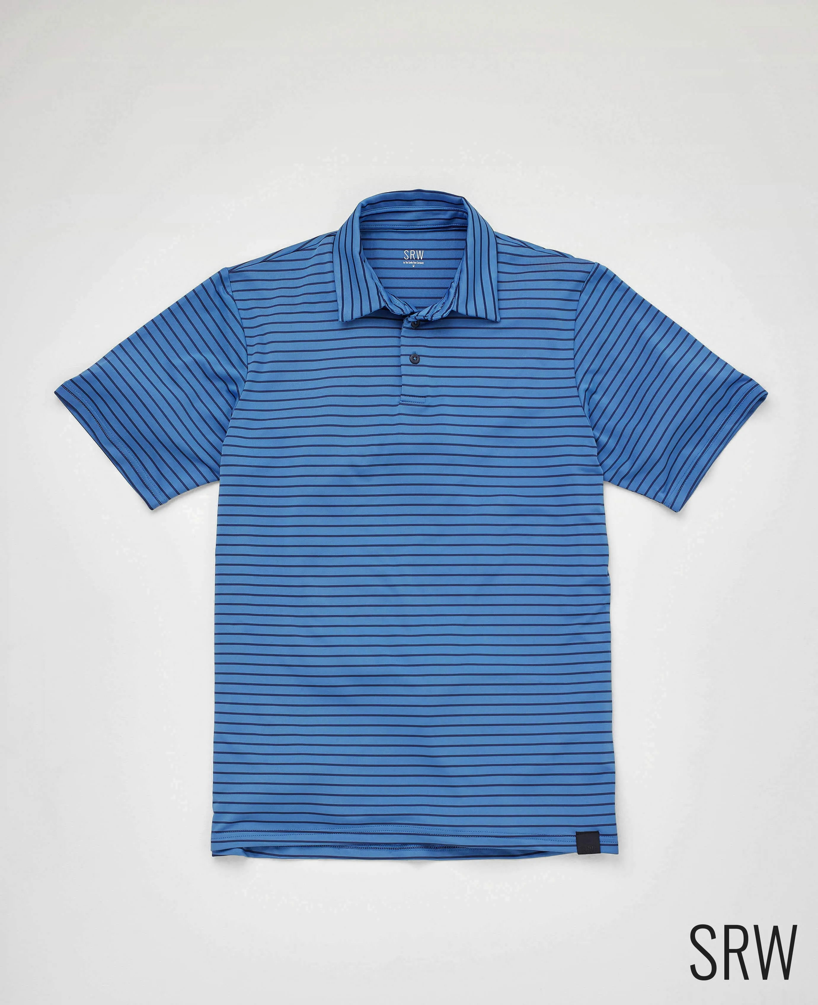 Blue Navy Stripe Short Sleeve Active Polo Shirt