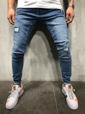 Blue Ripped Skinny Jeans AY609 Streetwear Jeans