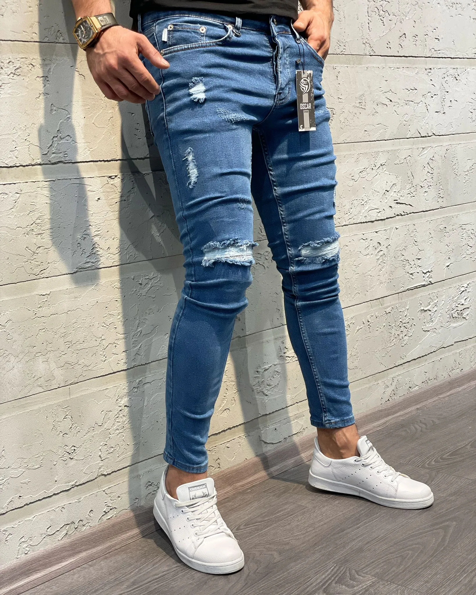 Blue Ripped Skinny Jeans DD69