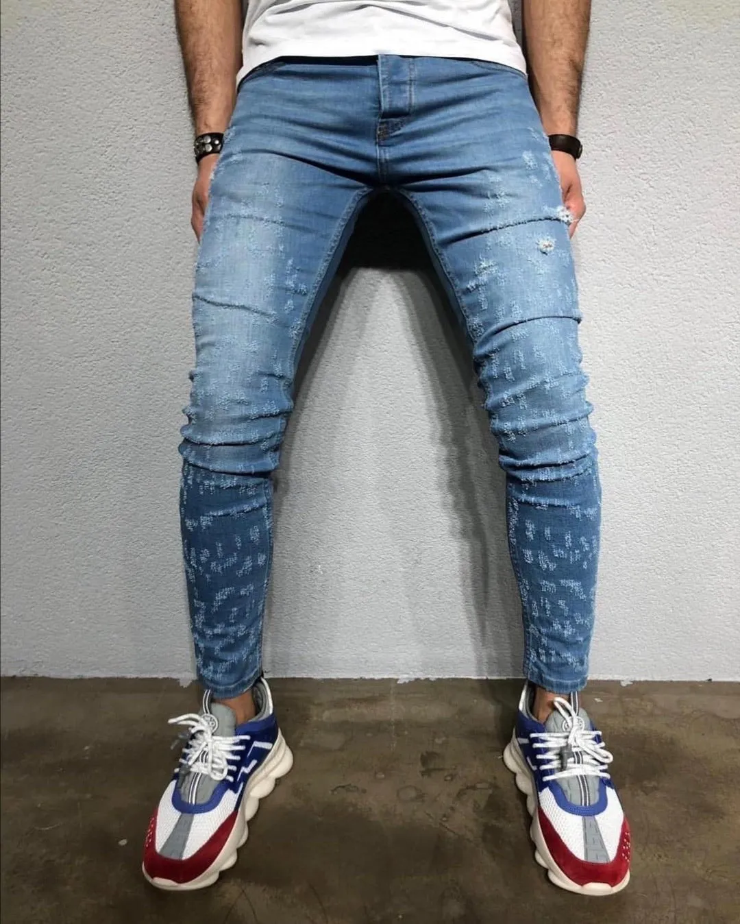 Blue Ripped Ultra Skinny Jeans BL275 Streetwear Mens Jeans