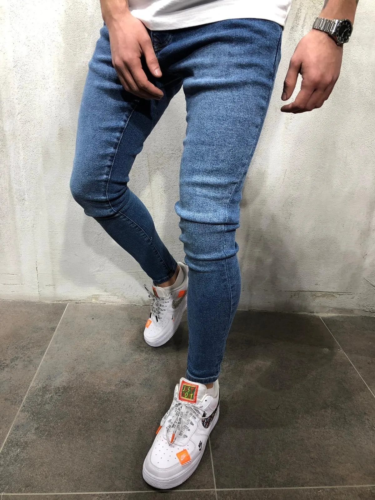 Blue Ultra Skinny Fit Denim AY358 Streetwear Jeans