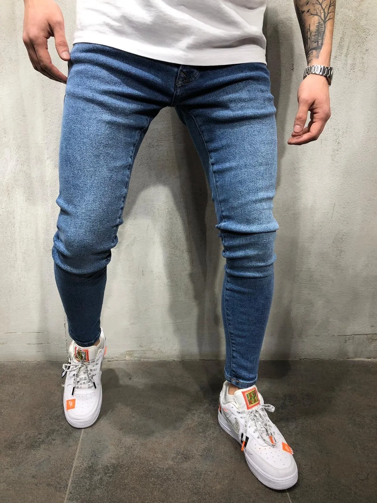 Blue Ultra Skinny Fit Denim AY358 Streetwear Jeans