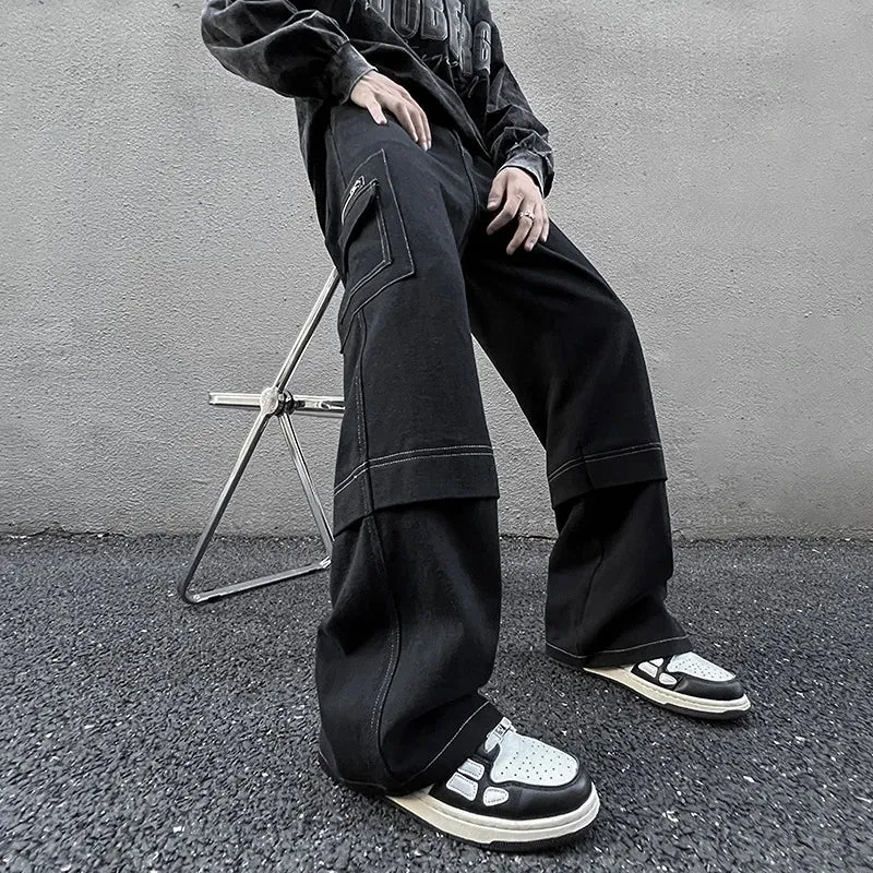 BONSIR   -  Hip Hop Tooling Pants Men Multi Pockets Cargo Pants Trousers Women Mens Streetwear Casual Pants Straight Loose Joggers Overalls