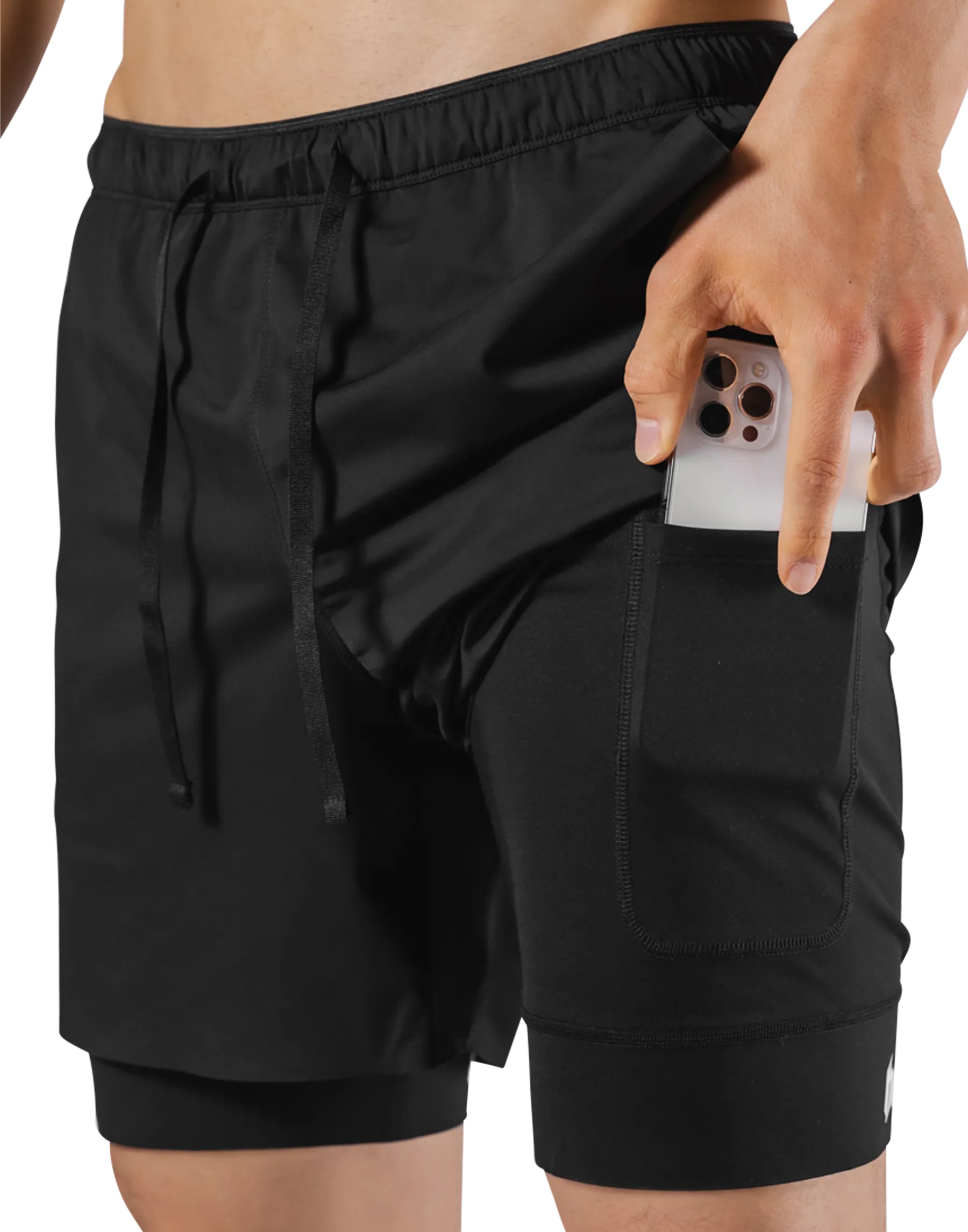 Born To LÝFT Stretch Layered Shorts - Black