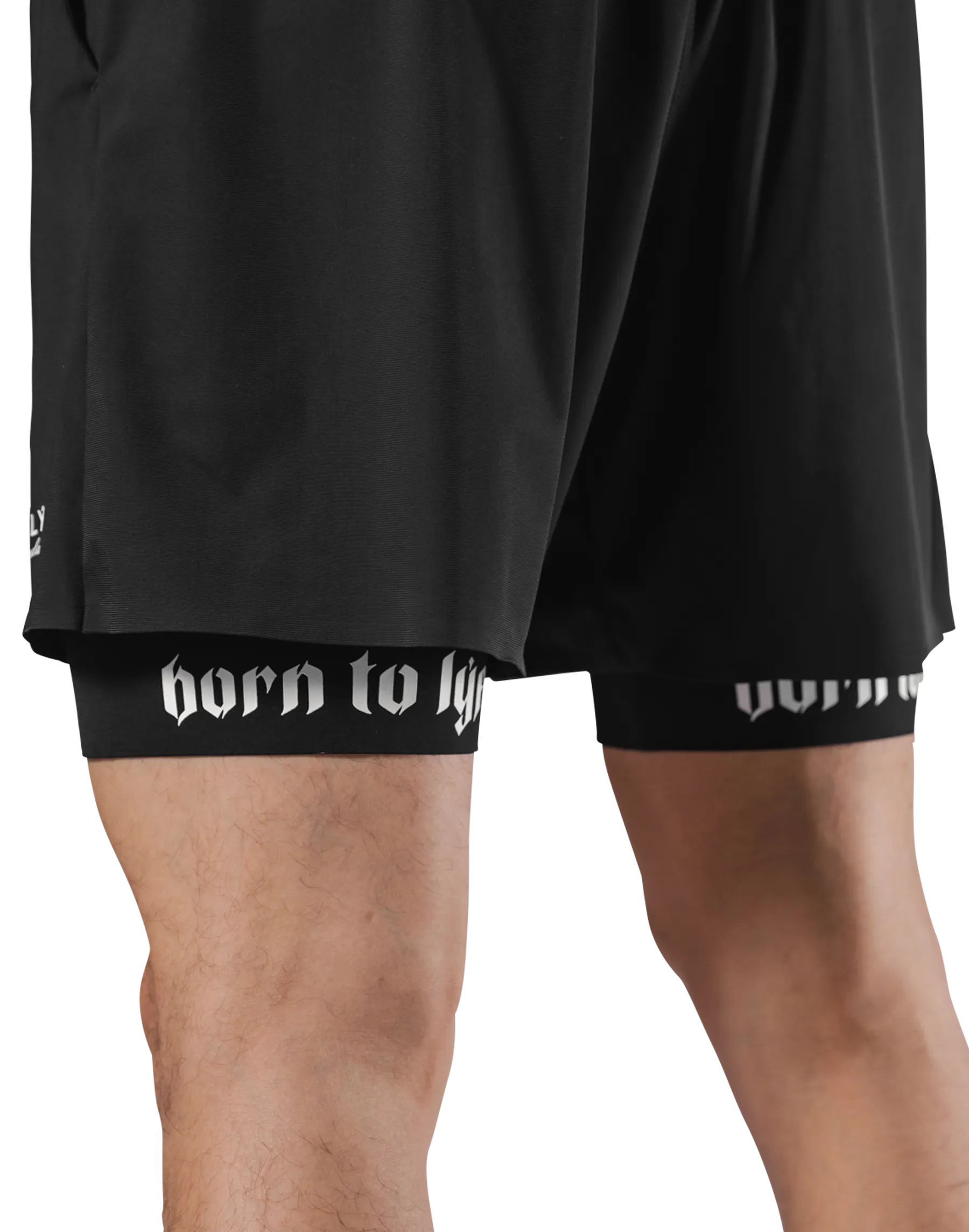 Born To LÝFT Stretch Layered Shorts - Black