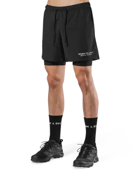 Born To LÝFT Stretch Layered Shorts - Black