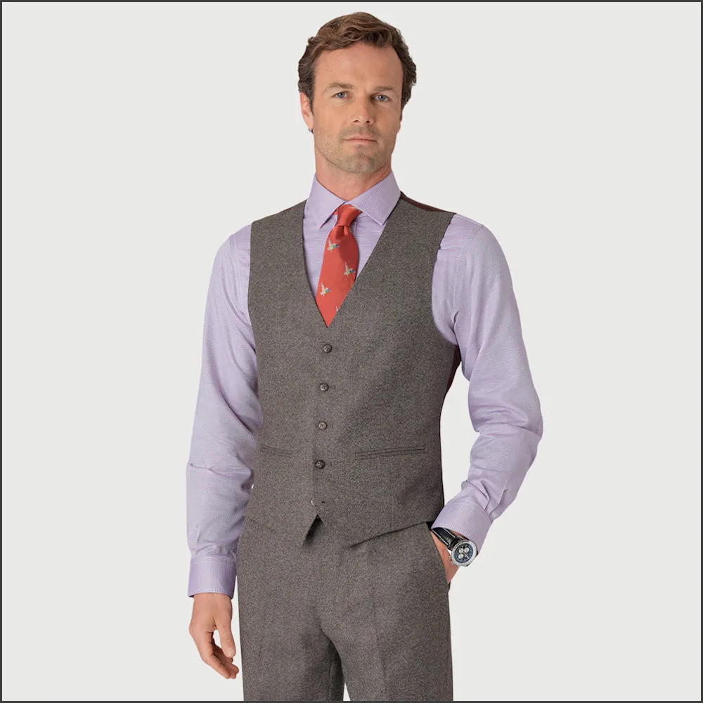 Brook Taverner Clifford Grey Donegal Wool Suit Waistcoat-