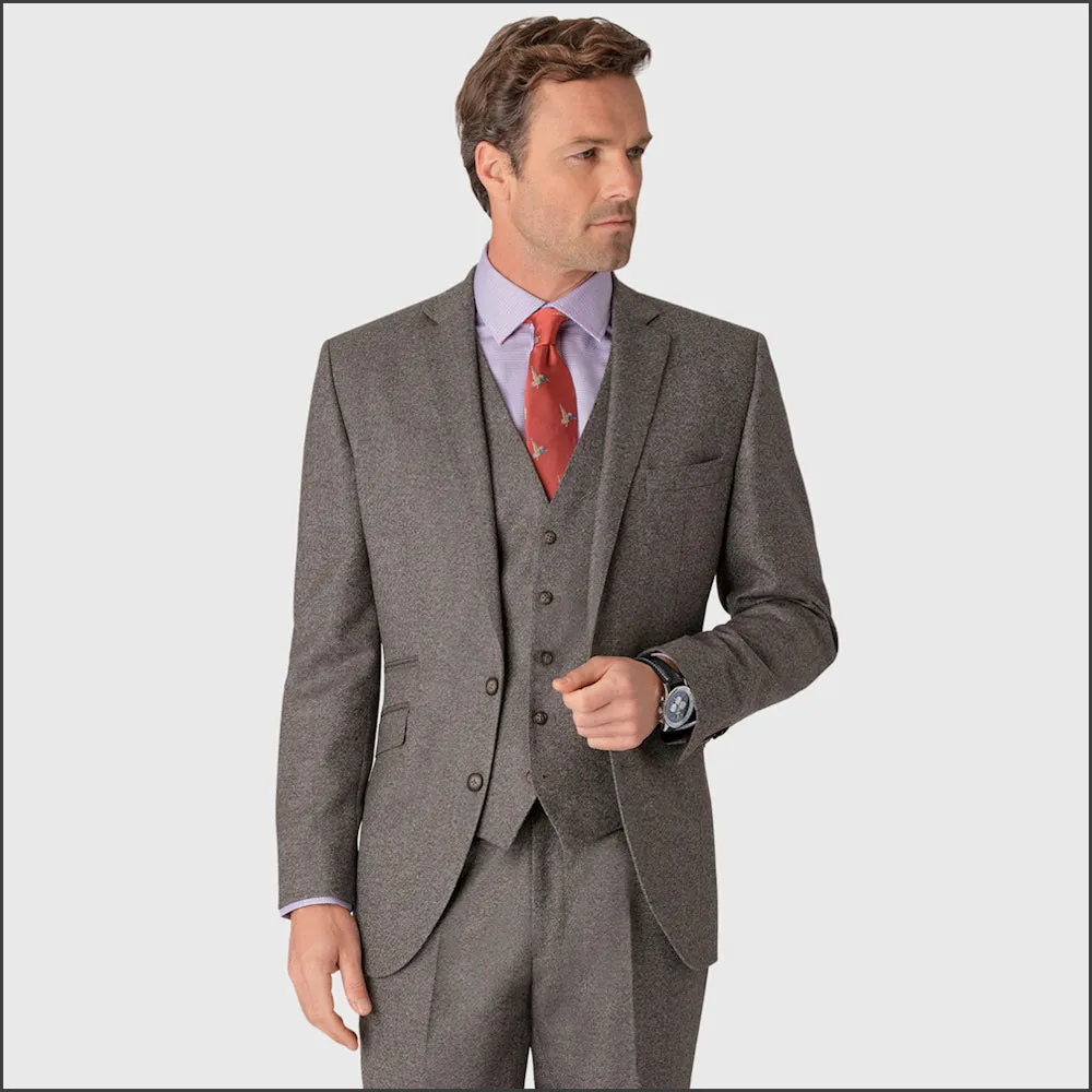 Brook Taverner Clifford Grey Donegal Wool Suit - Waistcoat Optional-