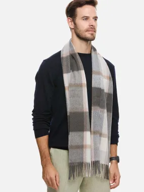 Brown Gray Plaid Mens Cashmere Scarf