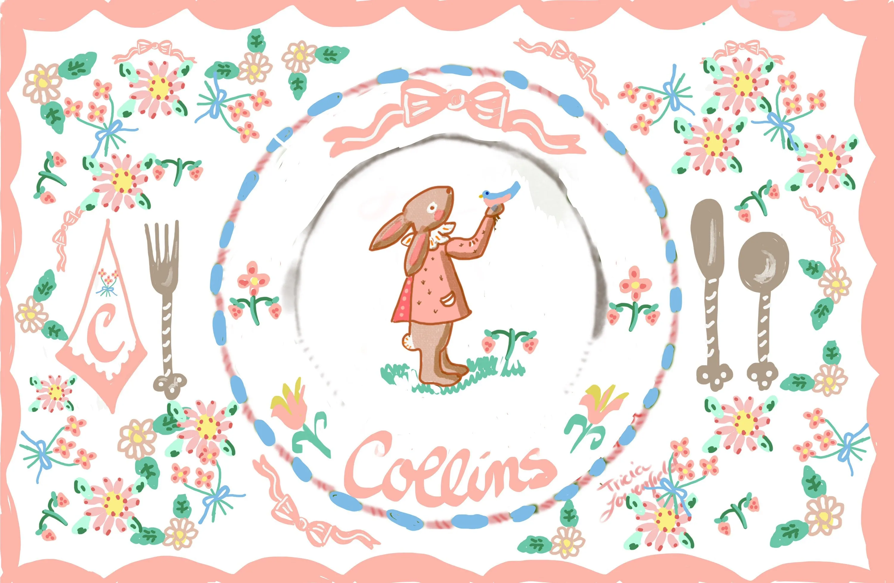 Bunny with Bird Laminated Placemat