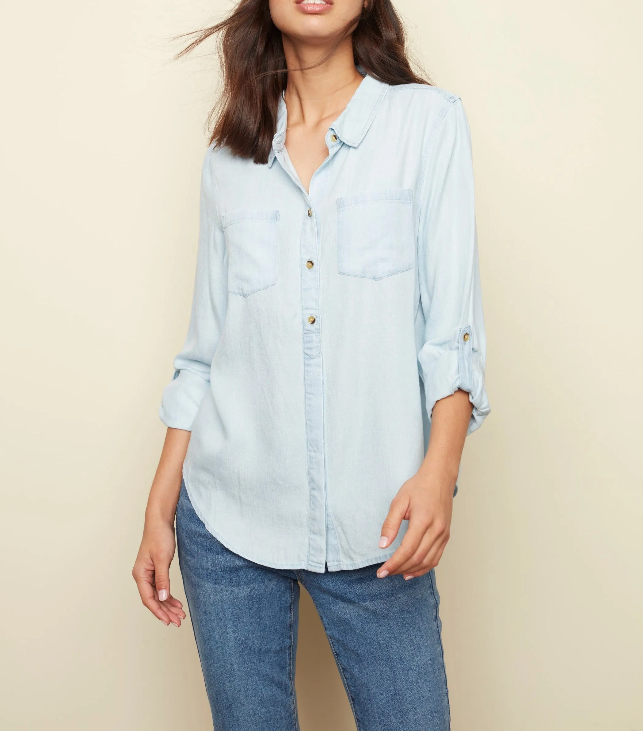 Button Down Blouse Denim