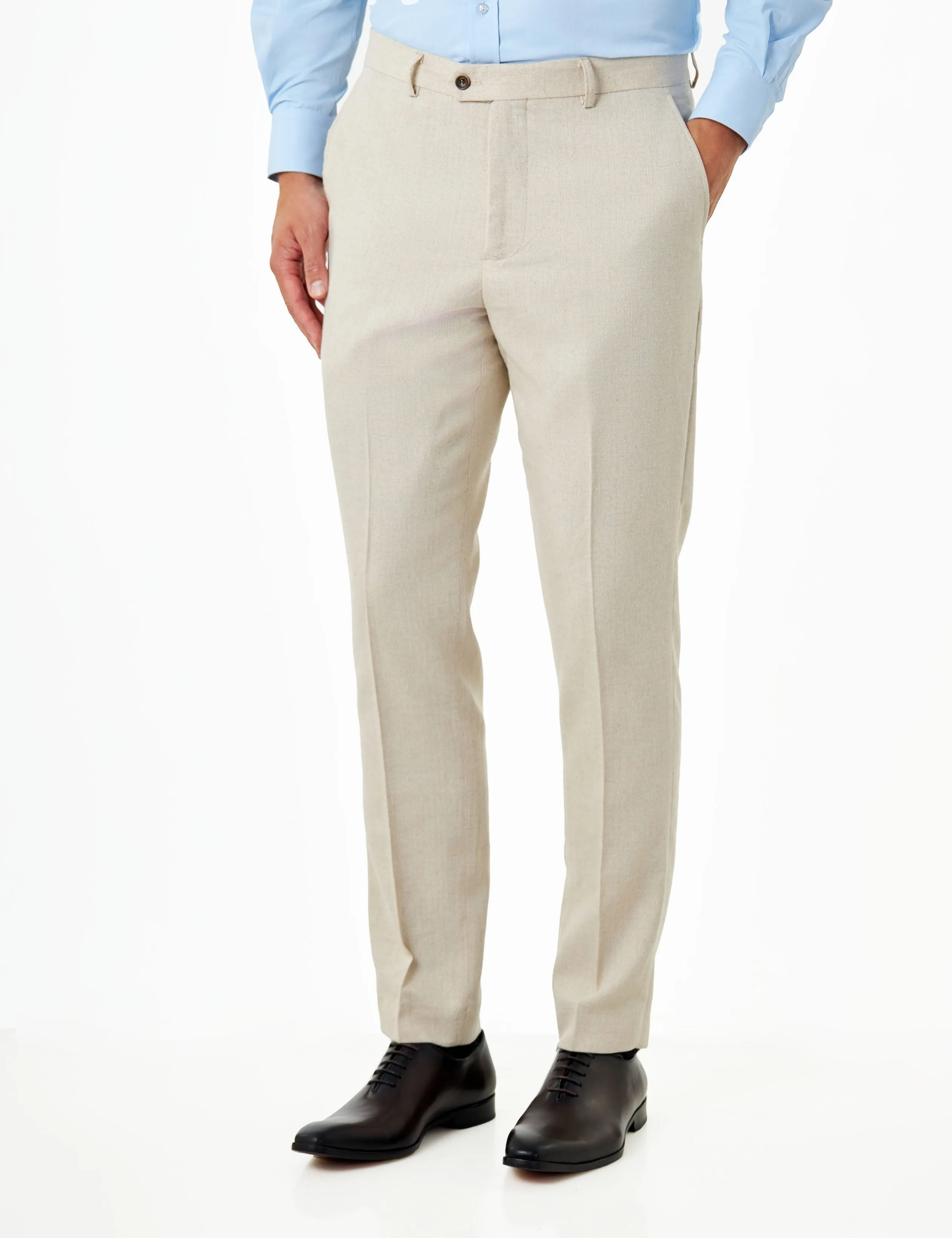 CALIX – Cream Herringbone Tailored 2 Piece Suit