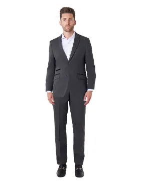 CALIX – Dark Grey Herringbone Tailored 2 Piece Suit