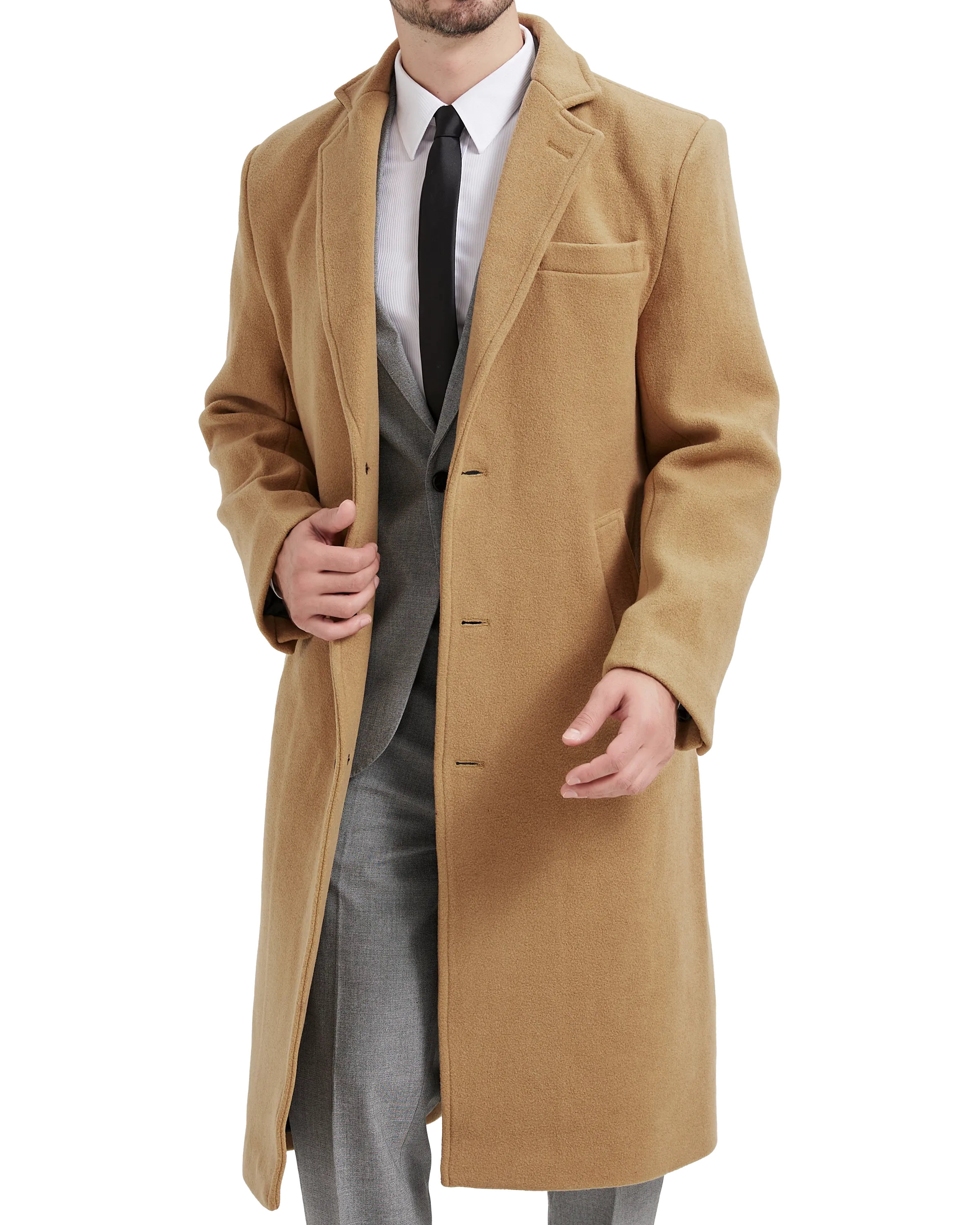 Camel Wool Cashmere Long Overcoat