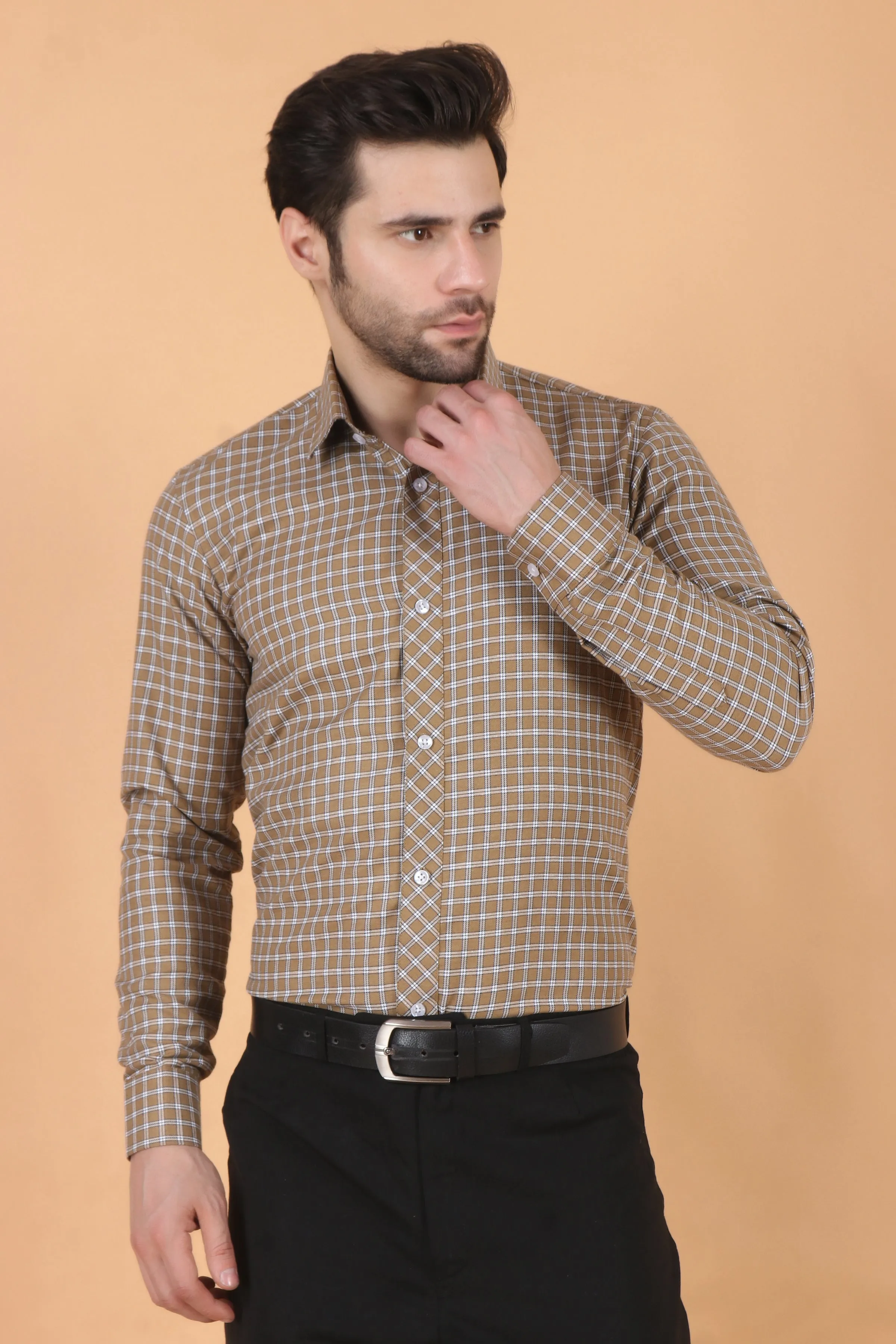 Caramel Checked Woollen Shirt