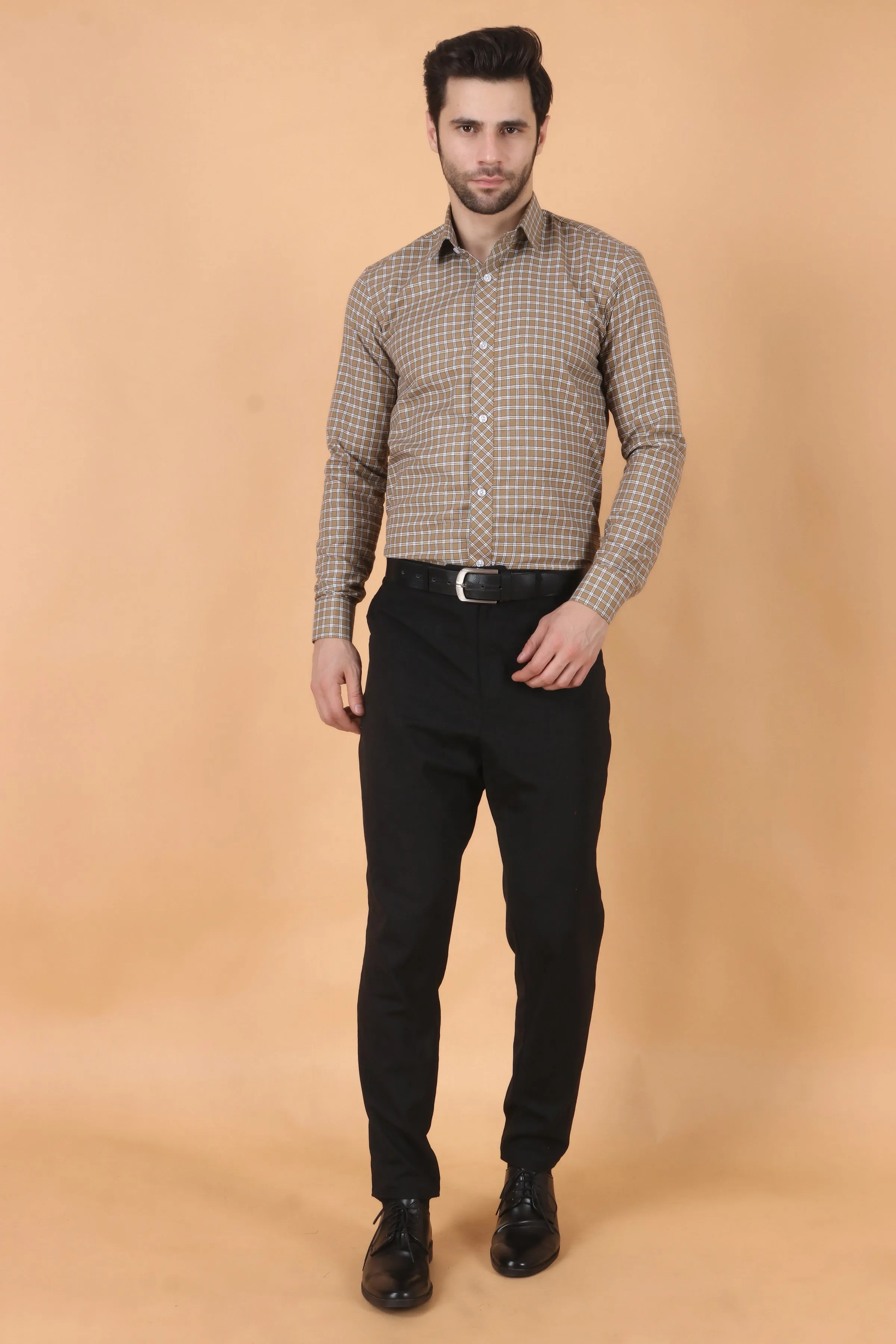 Caramel Checked Woollen Shirt