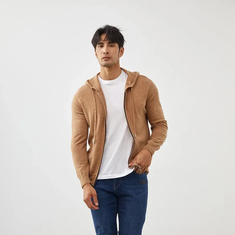 Cashmere Cardigan Men'S Hooded Zipper Hoodie Autumn/Winter Large Knitted Loose Jacket New Warm Top