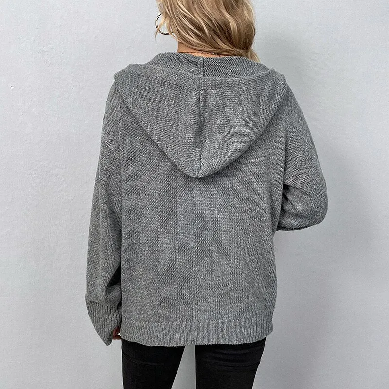 Casual Loose Hooded Knitted Cardigan