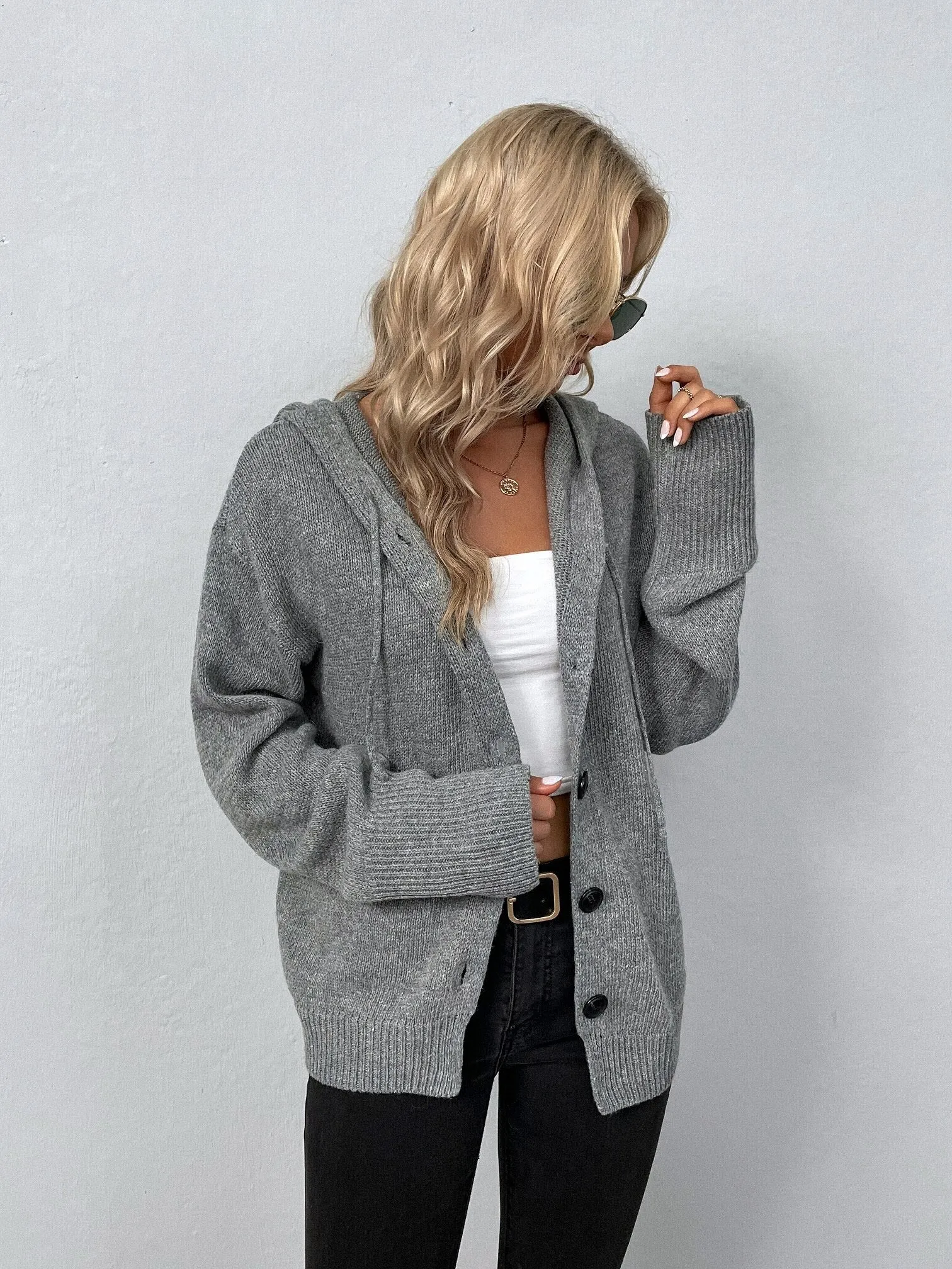 Casual Loose Hooded Knitted Cardigan