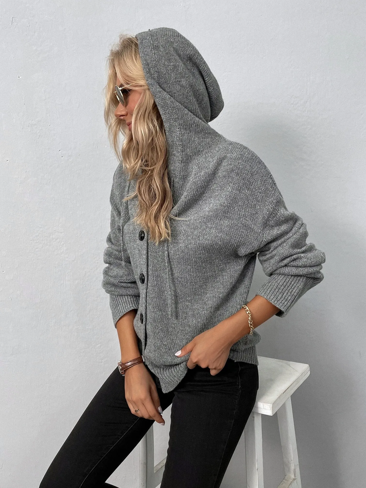 Casual Loose Hooded Knitted Cardigan