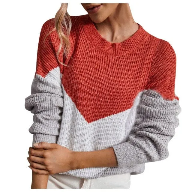 Casual Pullovers Patchwork Tops