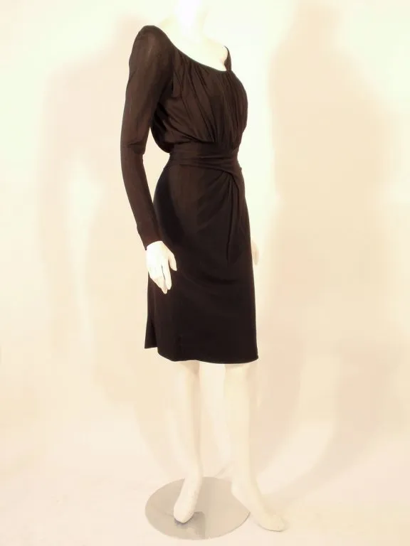 CEIL CHAPMAN Vintage Black Long Sleeve Jersey Cocktail Dress