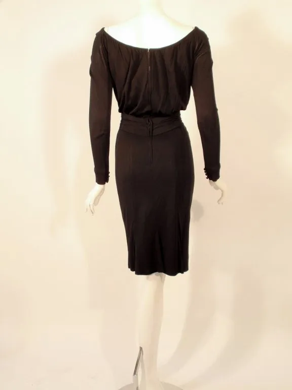 CEIL CHAPMAN Vintage Black Long Sleeve Jersey Cocktail Dress