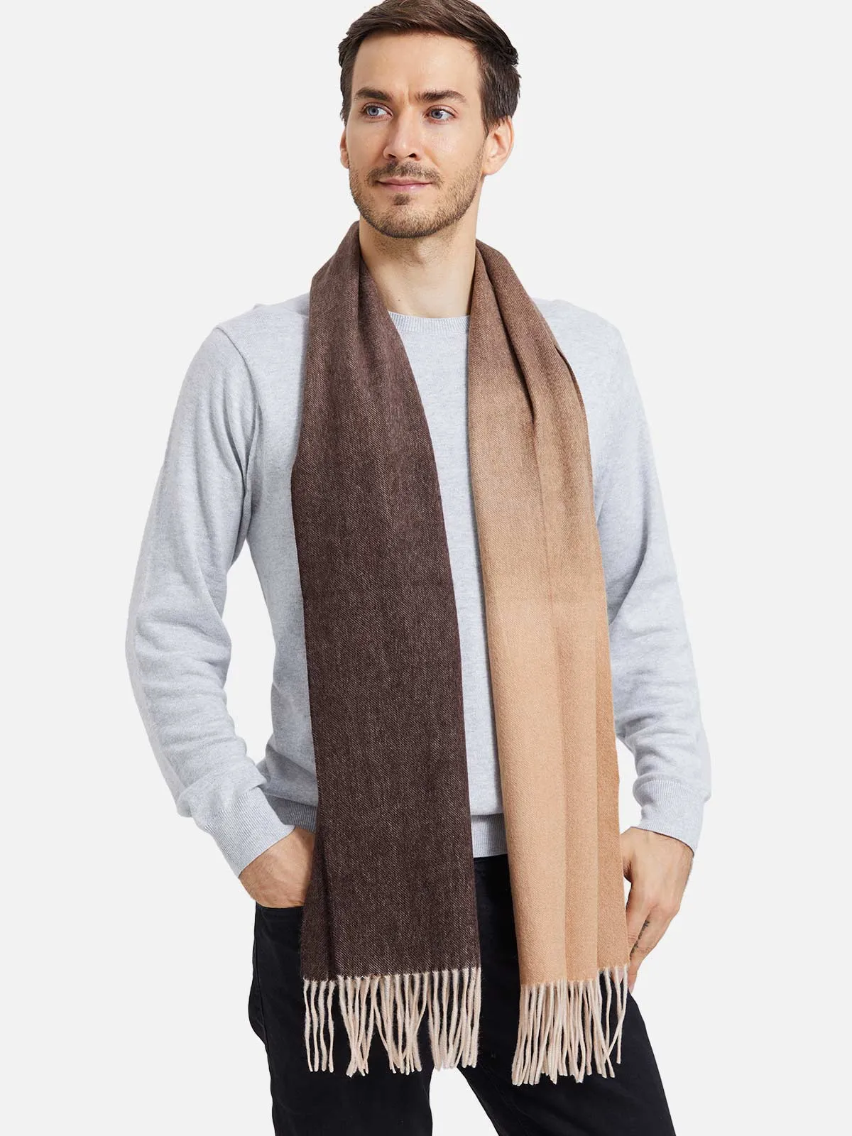 Chocolate Ombre Mens Cashmere Scarf