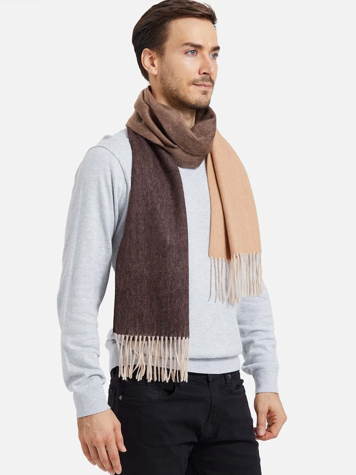 Chocolate Ombre Mens Cashmere Scarf